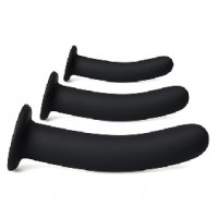 Dildo 3 Pc Set for Strap-On Silicone Black